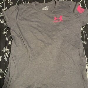 Under Armour Gray T-Shirt with Pink Logo